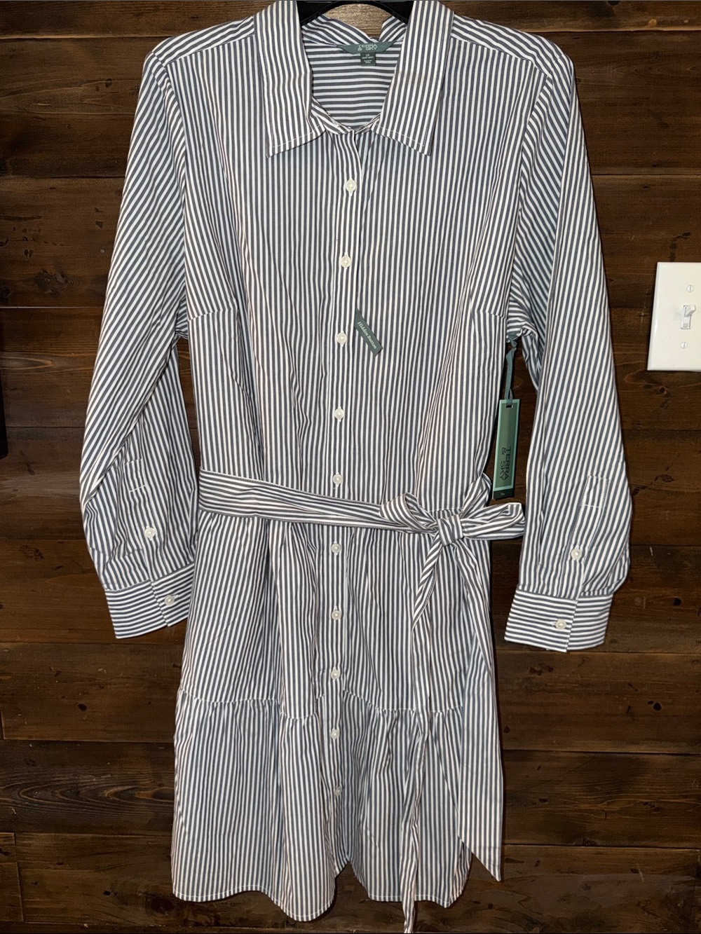 Terra & Sky Navy and White Striped Long-Sleeve Shirt Dress